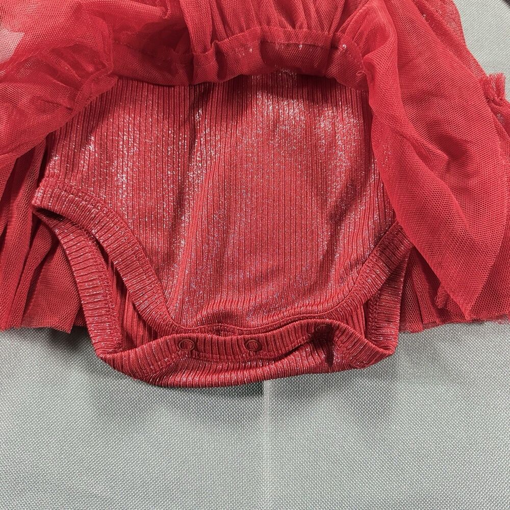 Okie Dokie Red Tutu Skirted Dress Girls 24M Tulle Long Sleeve Ruffle - Picture 3 of 5